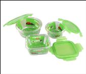 进口康宁扣耐热玻璃保鲜盒四面锁扣三件组