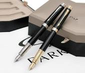 派克首席纯黑丽雅金夹宝珠笔